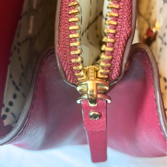 Kate Spade Burgundy Saffiano Leather Shoulder Bag triple compartment + gold tone - Picture 14 of 16